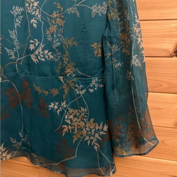 Vintage ECI Size Medium Silk V Neck Chinese Mandarin Collar Babydoll Blouse - Picture 13 of 14